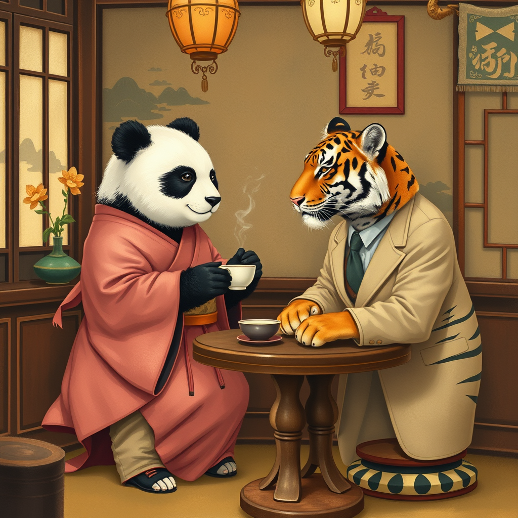 General Raminthos in conference with a panda of ambiguous affiliation, Japan